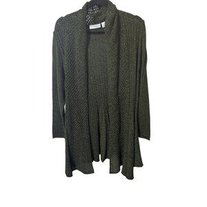 Kim Rogers Womens Open-Front Knit Cardigan Sweater Green Size 1XL 1833